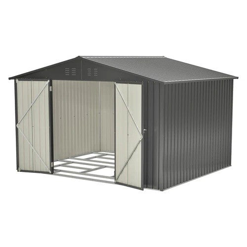 10X8 FT Outdoor Storage Shed, All Weather Metal Sheds With Lockable Doors, Tool Shed For Garden, Patio, Backyard, Lawn, Black