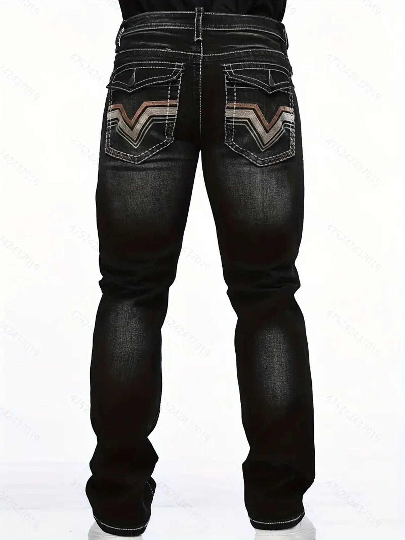 Stretch Multi-craft Slim Fit Show Thin Black Straight Men's Trousers