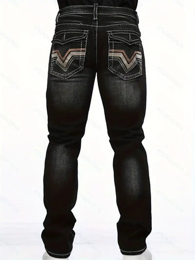Stretch Multi-craft Slim Fit Show Thin Black Straight Men's Trousers