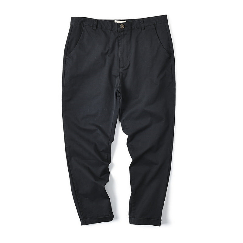 Men's Cotton Twill Stretch Slim Casual Pants Straight