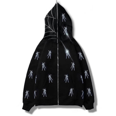 Autumn And Winter Loose Type Y2K Trend Water Drill Hoodie Cardigan