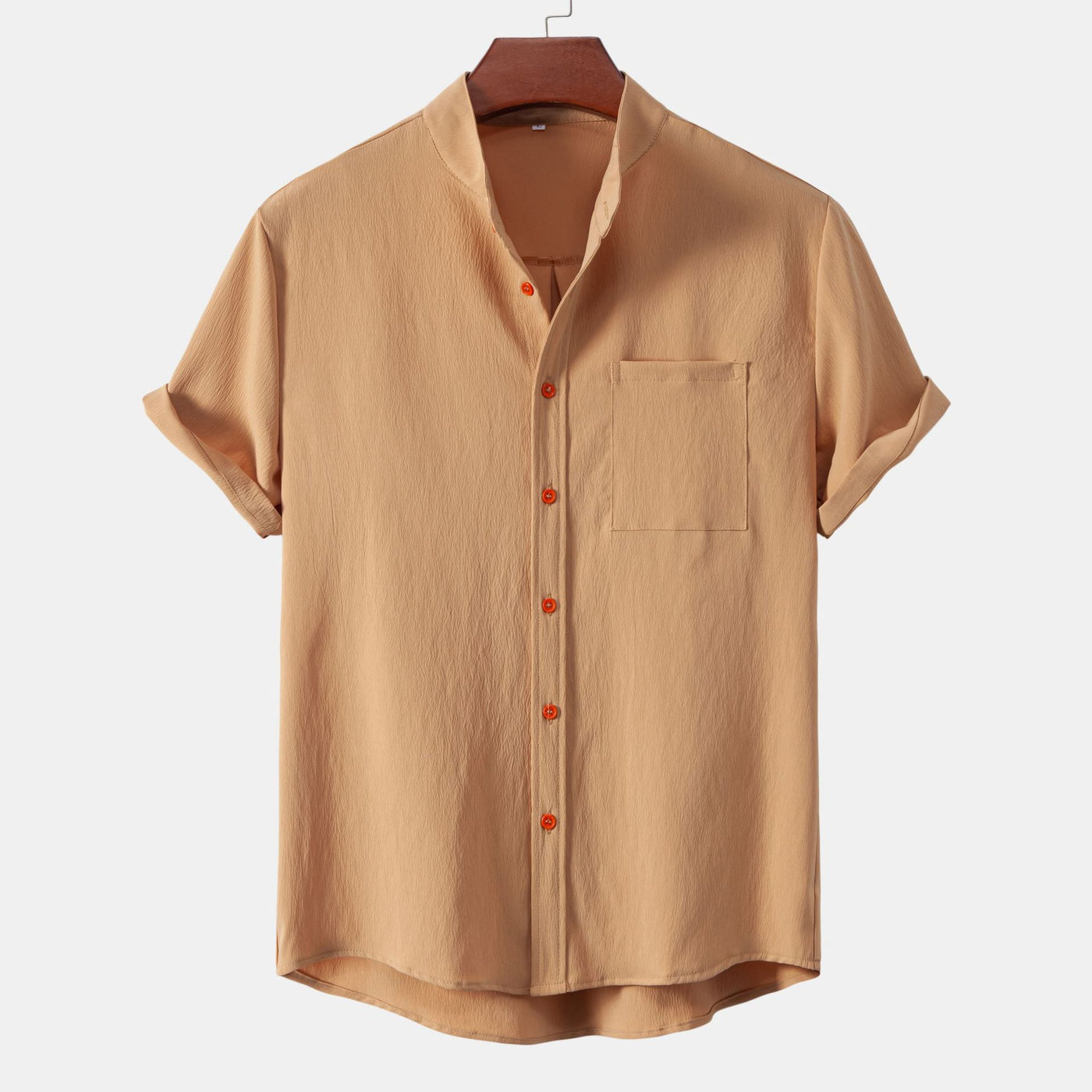 Stand Collar Cardigan Men's Casual Shirt
