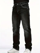 Stretch Multi-craft Slim Fit Show Thin Black Straight Men's Trousers