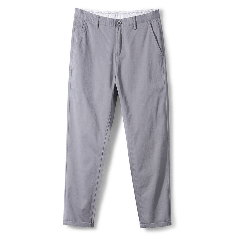 Men's Cotton Twill Stretch Slim Casual Pants Straight