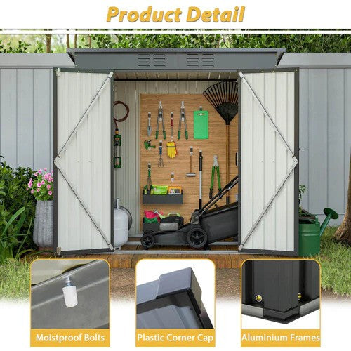 6 X 4 Ft Outdoor Storage Shed, All Weather Tool Shed For Garden, Backyard, Lawn, Black