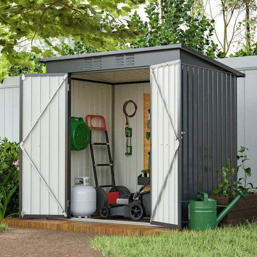 6 X 4 Ft Outdoor Storage Shed, All Weather Tool Shed For Garden, Backyard, Lawn, Black
