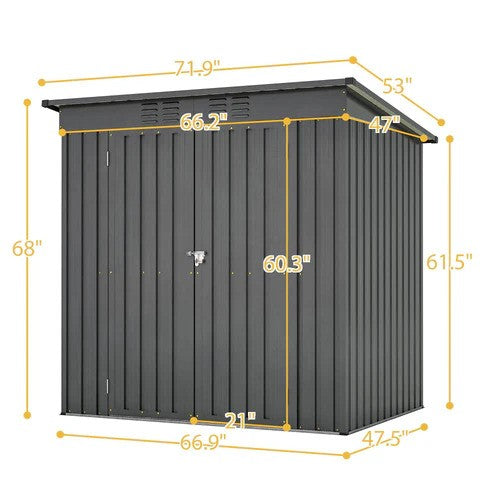 6 X 4 Ft Outdoor Storage Shed, All Weather Tool Shed For Garden, Backyard, Lawn, Black