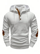 Men's Solid Color Jacquard Hooded Sweater Loose Sports And Leisure Coat