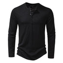 Men's Long-sleeved T-shirt Fashion Casual Solid Color Pullover Button Top Autumn And Spring Clothing